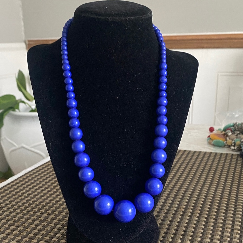 Statement Cobalt Blue Beaded Necklace - Women Jewelry